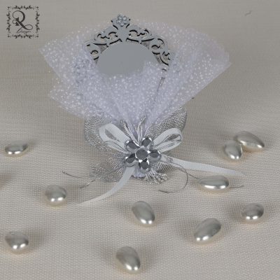 Silver Chocolate Favor in a Tray with Rose